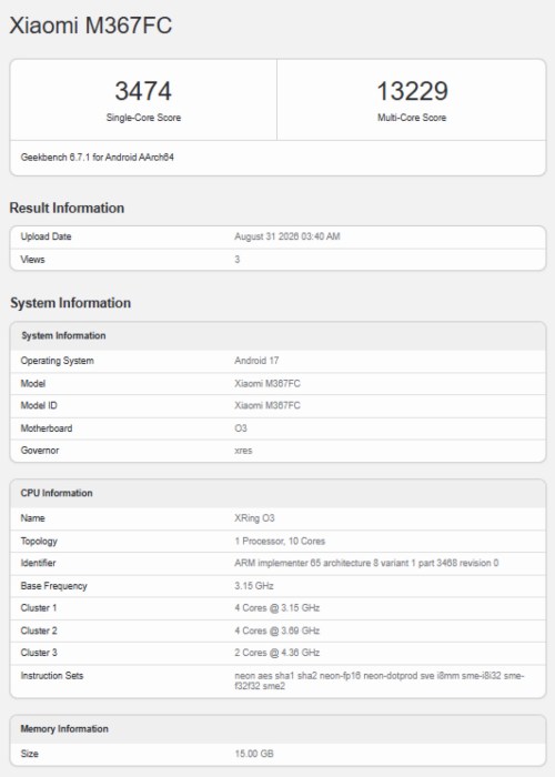 Xiaomi Pad 9 Pro Max до анонса появился в Geekbench